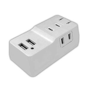 HI DISC 急速充電3.4A USB2ポート付3個口タップ ホワイト HDUTTC3U2WH