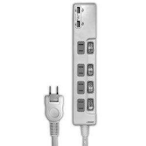 HI DISC USBポート付き 節電タップ 独立スイッチ付き 4個口＋USB 2ポート（ホワイト） HDUTC4U2WH