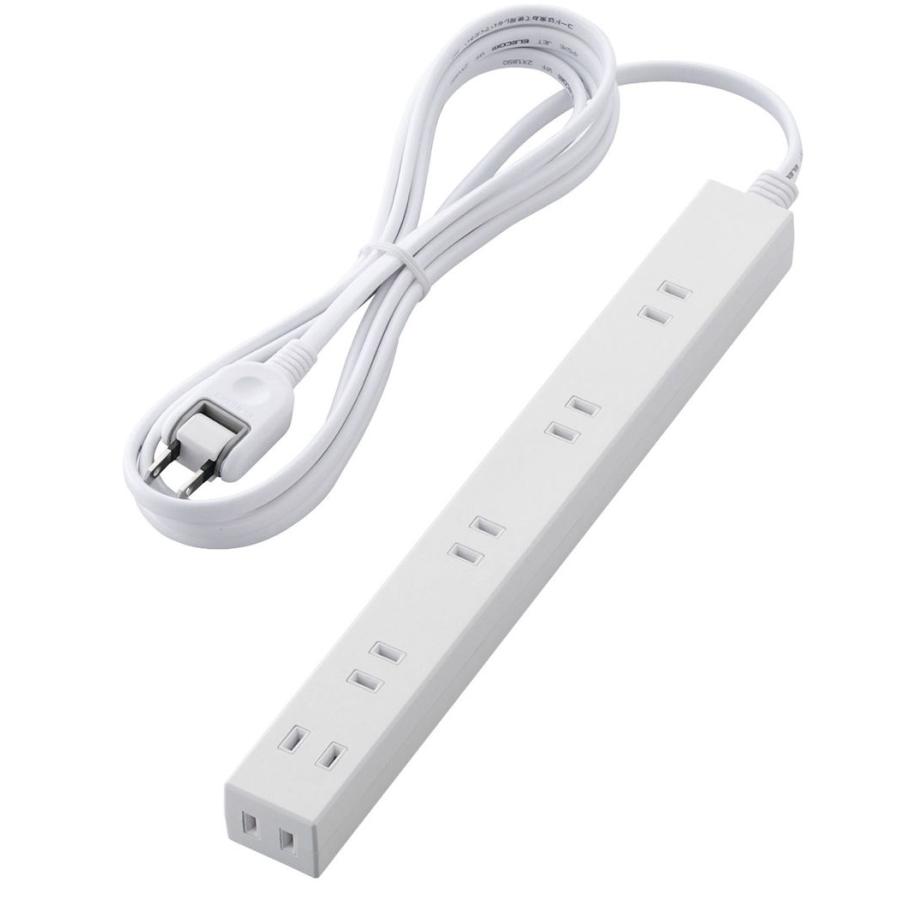 エレコム ELECOM ほこり防止シャッター付きスリムタップ(雷ガード内蔵・6個口・3m) ホワイト T-NSLK-2630WH