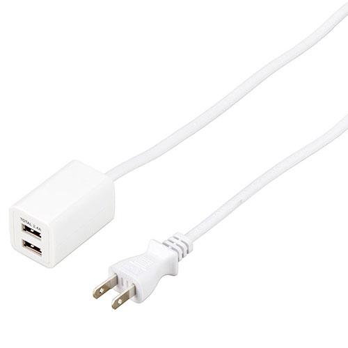 ヤザワ YAZAWA USBタップ2ポート2.4A(0.5m) ホワイト H720052UWH