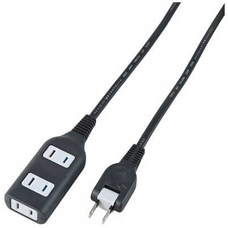 ヤザワ YAZAWA 耐トラ付タップ 黒 ［2.0m /3個口 /スイッチ無］ Y02S302BK