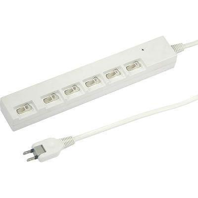 ヤザワ YAZAWA 横差し個別スイッチ付節電タップ(6個口・2m) ホワイト Y02YBKS662WH