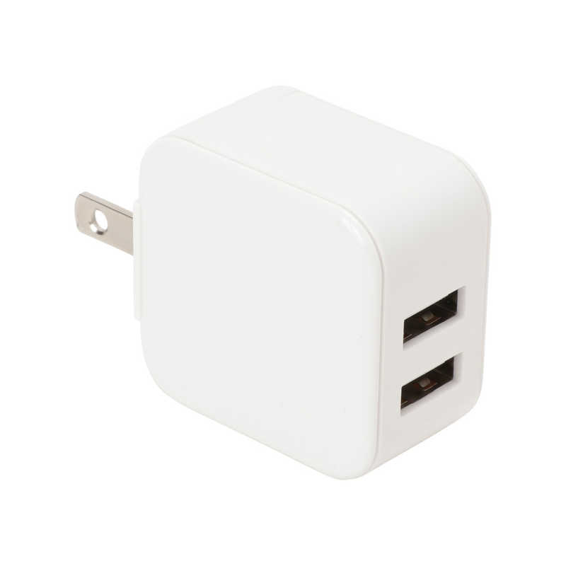 クオリティトラストジャパン USB-A×2ポート スリムACアダプタ 計2．4A ホワイト QU-029WH