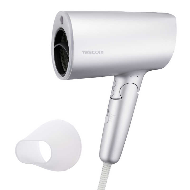 テスコム ドライヤー 大風量 速乾 温度センサー 熱ダメージ配慮 マイナスイオン 2.0 m3/分 1300W 折りたたみ クールショット まとまるノズル ヘアドライヤー シルバー TD713A-S