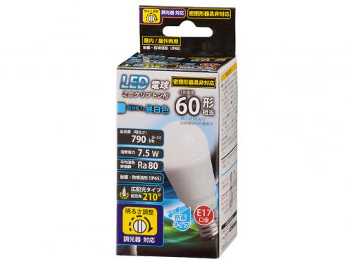 オーム電機 OHM LED電球 ミニクリプトン形 E17 60形 防雨タイプ 昼白色 LDA8N-G-E17/D-H11