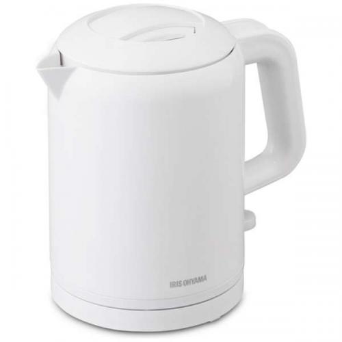 アイリスオーヤマ IRIS OHYAMA 電気ケトル 転倒湯漏れ防止機能付き ホワイト IKET-800-W