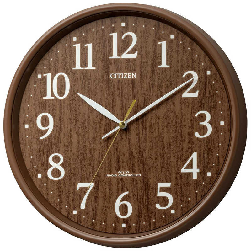 リズム RHYTHM 電波掛時計 CITIZEN 茶色 8MY569-006