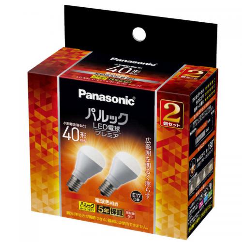 パナソニック Panasonic LED電球 プレミア  E17 電球色 2個入り LDA4LGE17K4ESW2F2T