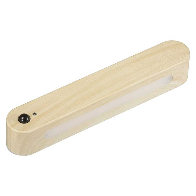 オーム電機 LEDナイトライト 人感＆明暗センサー付き 明るい木目調 ［電球色 / 充電式］ NIT-BK06-W