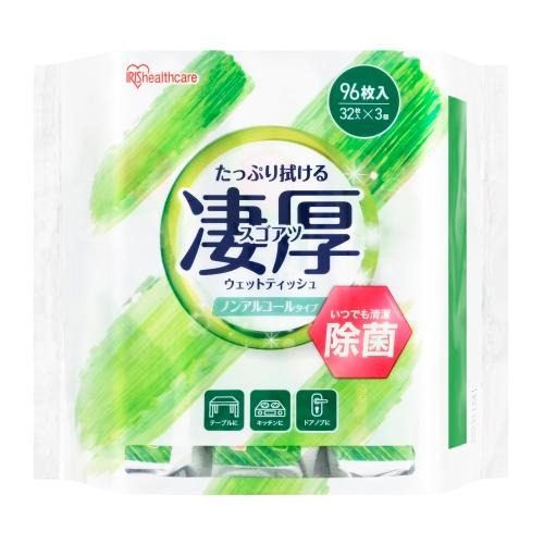 アイリスオーヤマ IRIS OHYAMA 凄厚ウェットティッシュ ノンアルコールタイプ 32枚×3個 FC846PY-WTP-32N3P