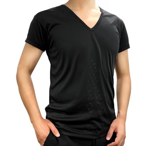 リライブ RELIVE リライブ インナーシャツ 半袖 メンズ Vネック ブラック Lサイズ INV-001-BLK-L