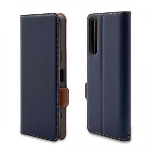 ラスタバナナ RastaBanana Xperia 5 IV 薄型手帳ケース サイドマグネット ネイビー×ブラウン 7318XP54BO