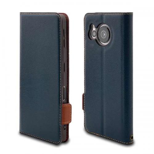 ラスタバナナ RastaBanana AQUOS sense7 薄型手帳ケース サイドマグネット ネイビー×ブラウン 7346AQOS7BO