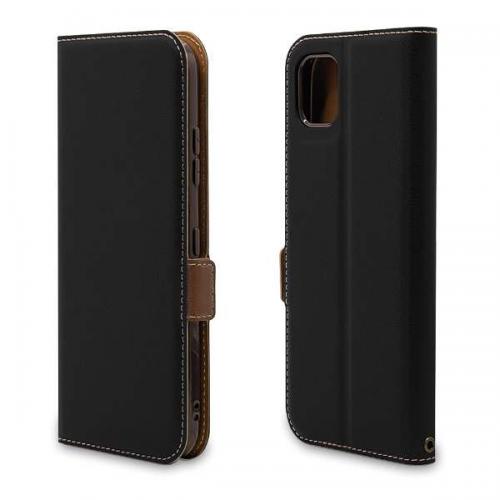 ラスタバナナ RastaBanana かんたんスマホ3 薄型手帳ケース サイドマグネット ブラック×ダークブラウン 7447KNTN3BO