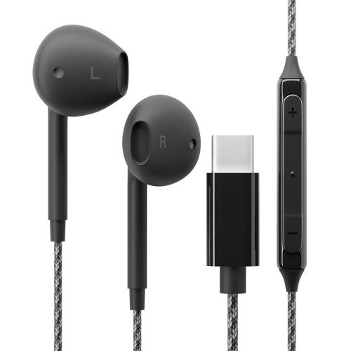 PGA ピージーエー USB Type-C ステレオイヤホン タフケーブル インナーイヤータイプ ブラック PG-SETC2BK1