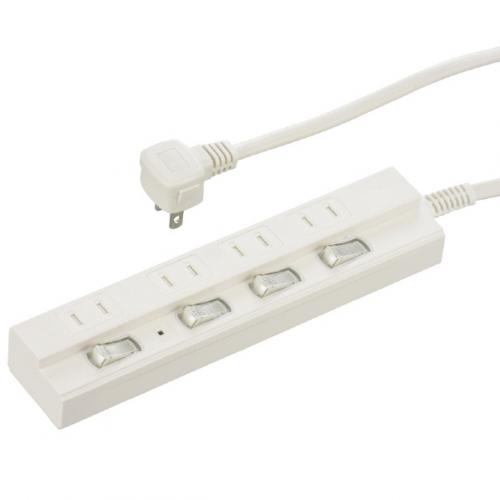 オーム電機 OHM 節電タップ 雷ガード 4個口 2m HS-TPK42W-22