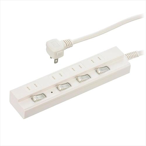 オーム電機 OHM 節電タップ 雷ガード 4個口 3m HS-TPK43W-22