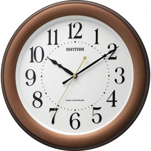 リズム時計 RHYTHM 電波掛け時計 フィットウェーブ563 茶 8MY563SR06