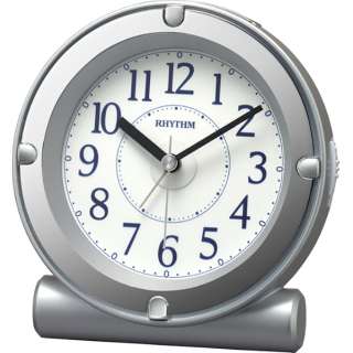 リズム時計 RHYTHM 目覚まし時計 シルバーメタリック 白 8RE679SR19