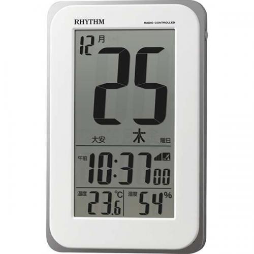 リズム時計 RHYTHM 目覚まし時計 フィットウェーブカレンダーD139 白 8RZ139SR03
