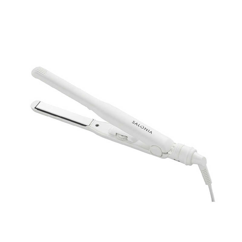 サロニア SALONIA ダブルイオン ストレートアイロン 15mm 120℃～230℃ 海外対応 交流(コード)式 ホワイト SL-004SW15MM