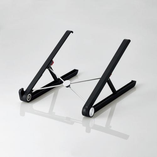 エレコム ELECOM ノートパソコン スタンド  折りたたみ コンパクト 2段階 角度調整可能 ～15.6インチまで対応 滑り止め付き 姿勢 改善 アルミ合金 ブラック PCA-LTSC2BK