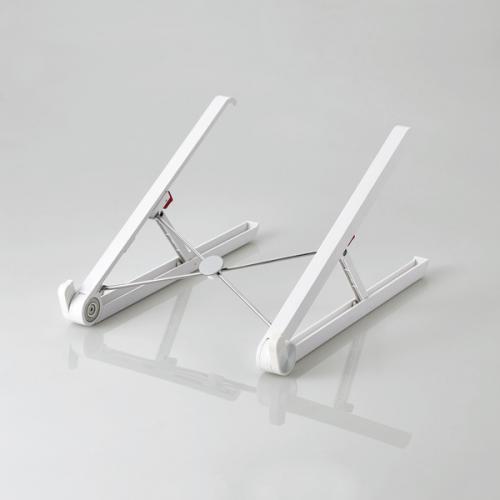 エレコム ELECOM ノートパソコン スタンド 折りたたみ コンパクト 2段階 角度調整可能 ～15.6インチまで対応 滑り止め付き 姿勢 改善 アルミ合金 ホワイト PCA-LTSC2WH