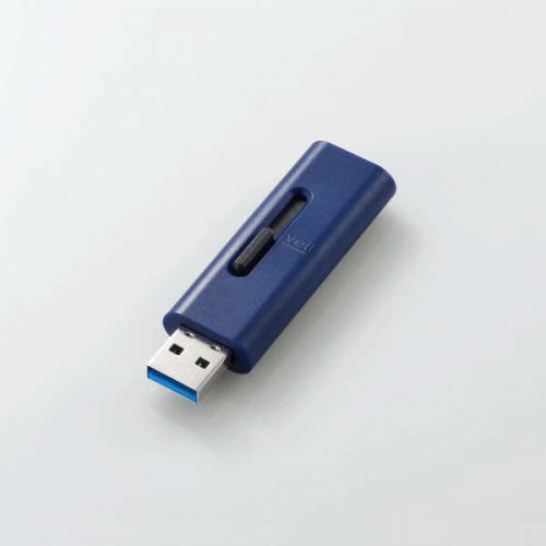 エレコム ELECOM USBメモリ 64GB USB3.2(Gen1) USB3.1(Gen1) USB3.0 USB2.0 スライド式 超高速　読込速度100MB s Windows11 Mac ブルー MF-SLU3064GBU