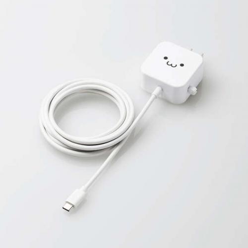 エレコム ELECOM スマホ充電器 AC充電器 タイプC USB-C ケーブル一体型 2.5m ホワイトフェイス ケーブルクリップ スマホ タブレット MPA-ACC21WF