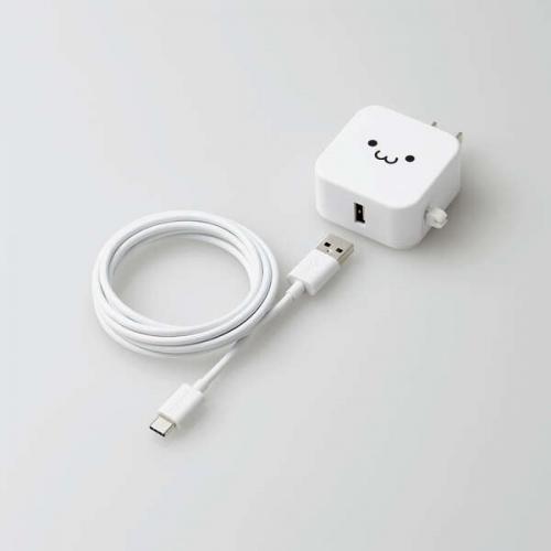 エレコム ELECOM スマホ充電器 AC充電器 タイプC USB-C ケーブル付 1.5m USBポート×1 ホワイトフェイス ケーブルクリップ スマホ タブレット MPA-ACC23WF