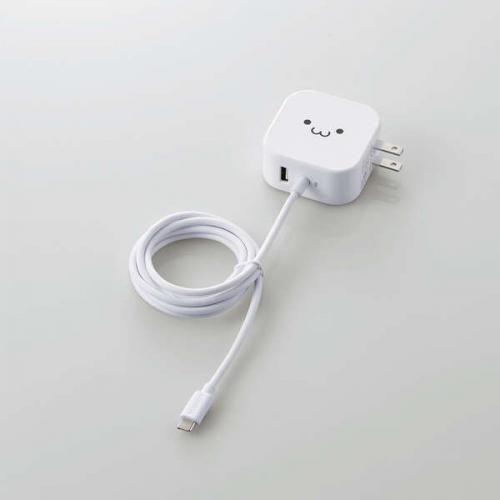 エレコム ELECOM USB コンセント PD 充電器 20W スマホ タブレット USB-C USB-A×1ポート ケーブル一体型 1.5m ホワイトフェイス 高速 MPA-ACCP19WF