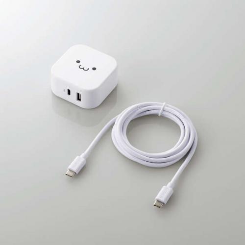 エレコム ELECOM USB コンセント PD 充電器 20W スマホ タブレット USB-C USB-A 各1ポート ケーブル付属 1.5m ホワイトフェイス 高速 MPA-ACCP21WF