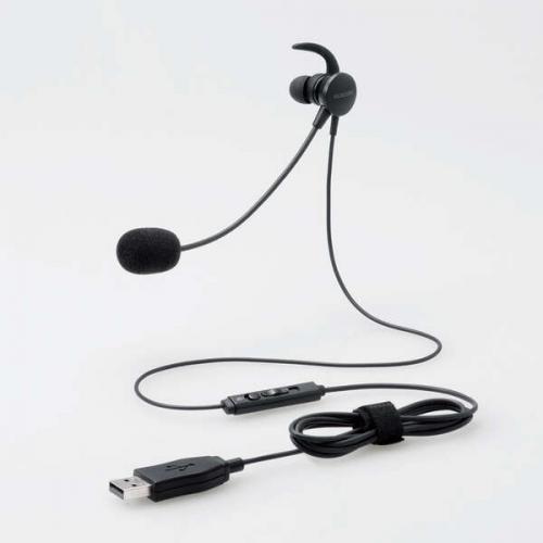 エレコム ELECOM 片耳耳栓タイプ USBヘッドセット HS-EP16UBK