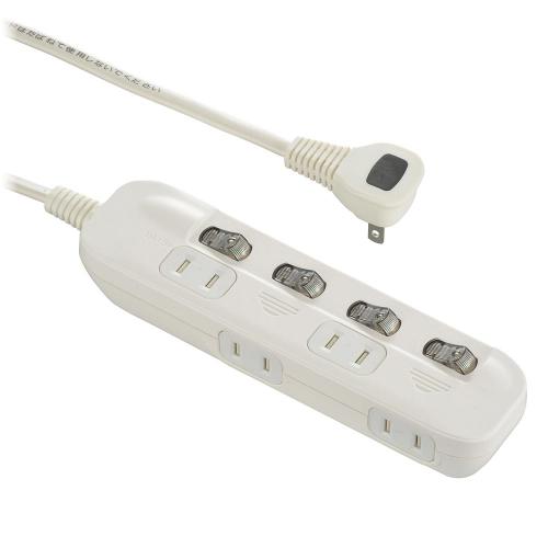 オーム OHM 電源タップ 交互コンセント 4個口 2m HS-TP42ADW22