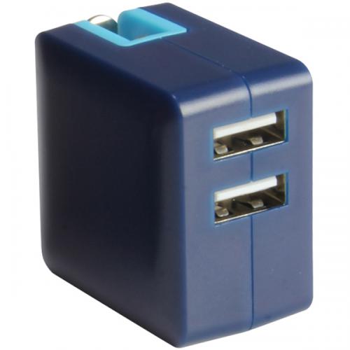 イツワ商事 USB2ポート AC充電器 コンパクトタイプ 計3.1A 青 MCAA2003BU