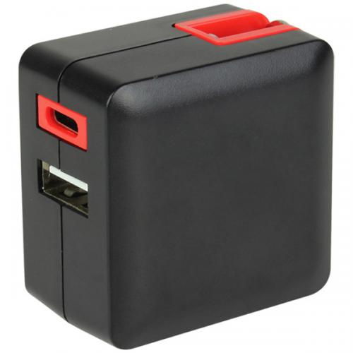 イツワ商事 PD20W Type-C1P/USB1P AC コンパクト 計3.1A 黒赤 MCAC2101BR