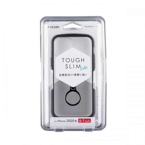 エレコム ELECOM iPhone 12/12 Pro ハイブリッド ケース TOUGH SLIM フレームカラー リング付き PM-A20BTSLFCRBK