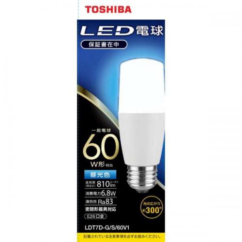 東芝 TOSHIBA LED電球 T形 E26 60W形相当 昼光色 LDT7D-G/S/60V1