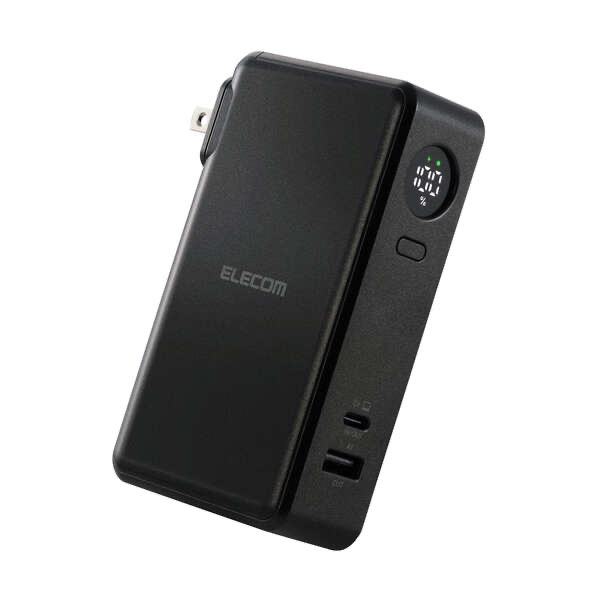 エレコム ELECOM AC充電器一体モバイルバッテリー(10000mAh/67W/C×1+A×1) DE-AC12-10000BK
