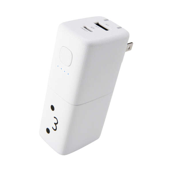 エレコム ELECOM AC充電器一体モバイルバッテリー(5000mAh/30W/C×1+A×1) しろちゃん DE-AC14-5000WF