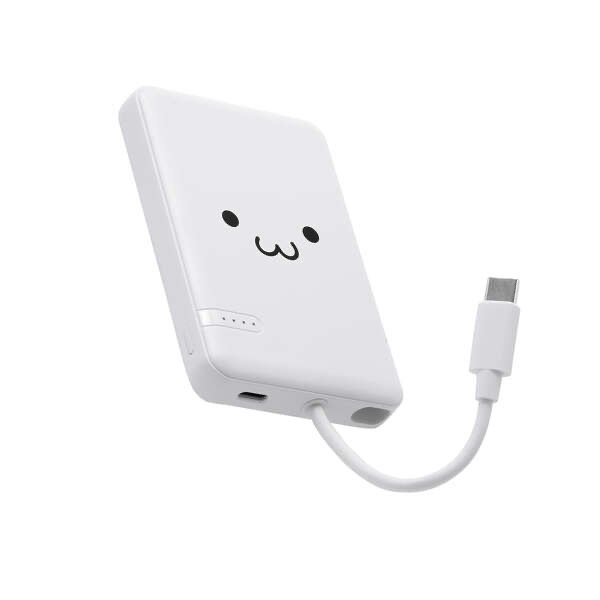 エレコム ELECOM USB Type-C(TM)ケーブル一体モバイルバッテリー(5000mAh/12W) しろちゃん(ホワイト×ブラック) DE-C62-5000WF