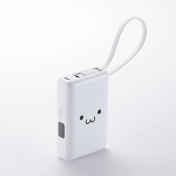 エレコム ELECOM ケーブル一体型モバイルバッテリー(10000mAh/30W) しろちゃん DE-C71L-10000WF