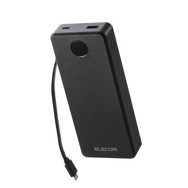 エレコム ELECOM 残量が見えるケーブル一体型モバイルバッテリー(20000mAh/67W) DE-C77-20000BK