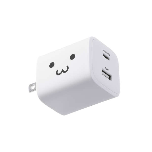 エレコム ELECOM USB Power Delivery 45W AC充電器(C×1+A×1) しろちゃん(ホワイト×ブラック) MPA-AC11045WF