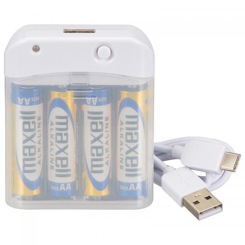 オーム電機 OHM AudioComm 電池式充電器 スマートフォン用 USB TypeC MAV-LR03C-W