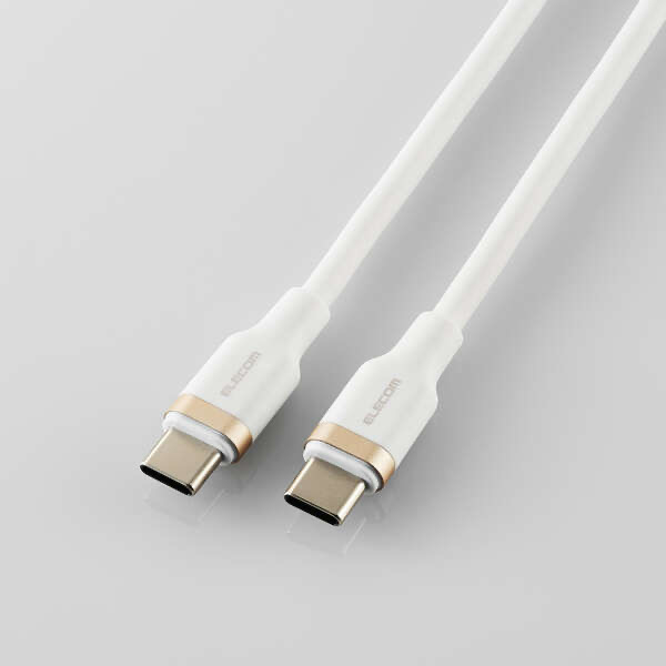 エレコム ELECOM USB Type-C ケーブル USB-C to USB-C 1m PD 100W 急速充電 シリコン素材 やわらかく絡みにくい ホワイト MPA-CC5PSSA10WH