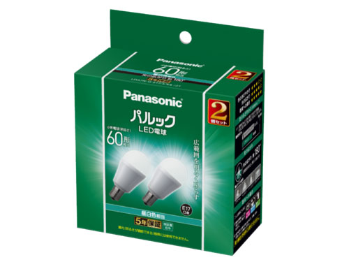 パナソニック Panasonic LED電球 パルック E17 60形 昼白色 2個入り LDA7NGE17SK62T