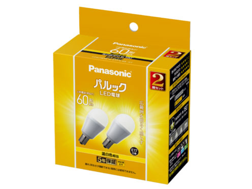 パナソニック Panasonic LED電球 パルック E17 60形 温白色 2個入り LDA7WWGE17SK62T