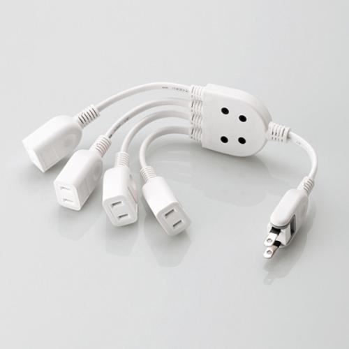エレコム ELECOM ACアダプタ用電源延長コード 4個口 T-ADR4WH