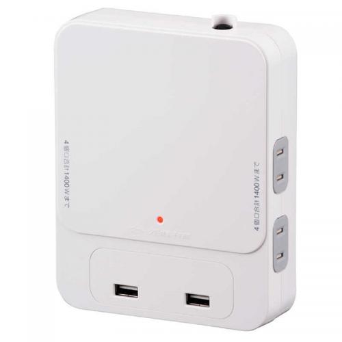 オーム電機 OHM 拡張コンセント リビング用 HS-TU4LV1-W
